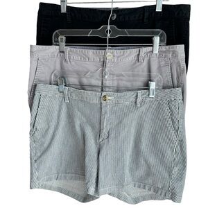 3 Pair Amazon Essential Shorts Size 14 in Gray, Black and Blue White Stripe